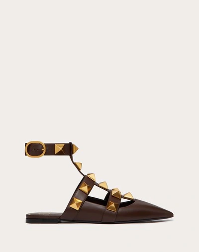 Valentino Garavani Roman Stud Calfskin Low Ballet Flat Woman Fondant 42 In Fondant
