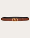 Valentino Vlogo Signature Leather Belt In Saddle Brown/black