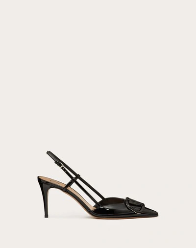 VALENTINO GARAVANI VALENTINO GARAVANI VLOGO SIGNATURE PATENT LEATHER SLINGBACK PUMP 80MM WOMAN BLACK 36.5