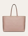 Valentino Garavani Rockstud Grainy Calfskin Tote Bag Woman Poudre Uni