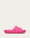 Valentino Roman Stud Turtle Slide Sandals In Fuchsia