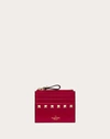 Valentino Garavani Rockstud Calfskin Cardholder With Zip Woman Blossom Uni