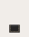 Valentino Garavani Small Rockstud Grainy Calfskin Wallet Woman Black Uni In Black