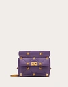 Valentino Garavani Medium Roman Stud The Shoulder Bag In Nappa With Chain Woman Purple Uni