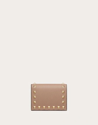 Valentino Garavani Small Rockstud Grainy Calfskin Wallet Woman Poudre Uni