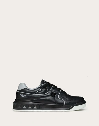 Valentino Garavani One Stud Low-top Nappa Trainer In Black/grey