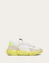 Valentino Garavani Bubbleback Mesh And Suede Sneaker In White/ice/neon Yellow