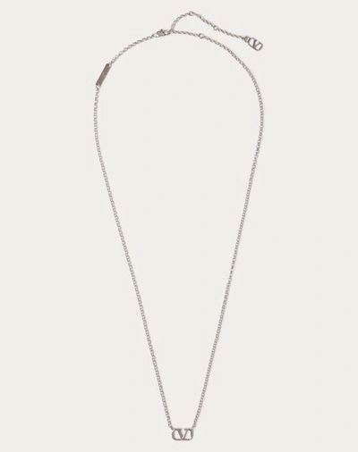 Valentino Garavani Vlogo Signature Metal Necklace In Palladium