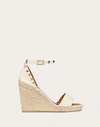 Valentino Garavani Rockstud Leather Espadrille Wedge Sandals In Light Ivory/light Cuir