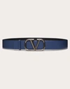 Valentino Garavani Vlogo Signature Calfskin Belt 40 Mm In Blue