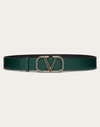 Valentino Garavani Vlogo Signature Calfskin Belt 40 Mm In English Green