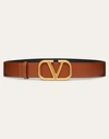 Valentino Garavani Vlogo Signature Calfskin Belt 40 Mm In Saddle Brown