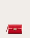 VALENTINO GARAVANI VALENTINO GARAVANI SMALL ROCKSTUD GRAINY CALFSKIN CROSSBODY BAG WOMAN ROUGE PUR UNI