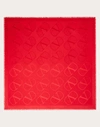 Valentino Garavani Vlogo Signature Jacquard Shawl In Silk And Wool 140x140 Cm Woman Rosso   In ロッソ ヴァレンティノ