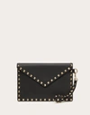 Valentino Garavani Womens Nero Rockstud Envelope Leather Pouch In Black