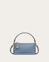 Valentino Garavani Small Rockstud Grainy Calfskin Crossbody Bag Woman Azure Uni In Niagara