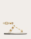 Valentino Garavani Roman Stud Flat Calfskin Sandal Woman Light Ivory 41