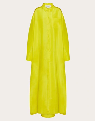 Valentino Silk-faille Maxi Shirt Dress In Yellow Sun