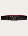 Valentino Garavani Vlogo Signature Reversible Calfskin Belt 40 Mm In Black/ruby