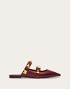 Valentino Garavani Roman Stud Flat Mule In Calfskin Woman Cherry 40.5