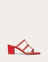 Valentino Garavani Rockstud Calfskin Leather Slide Sandal 60 Mm Woman Rouge Pur 36.5