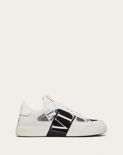 VALENTINO GARAVANI VALENTINO GARAVANI VL7N LOW-TOP SNEAKERS IN CALFSKIN AND MESH FABRIC WITH BANDS