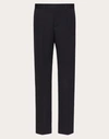 Valentino Wool And Mohair Formal Trousers In Navy