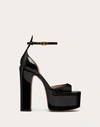 Valentino Tan-go 155 Platform Sandals In Patent Leather In Black