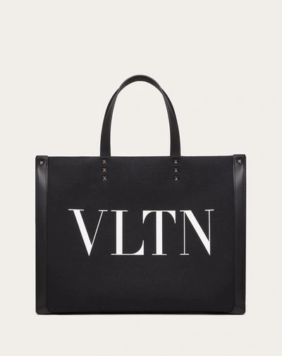 Valentino Garavani Vltn Ecolab Medium Canvas Shopper In Black/white