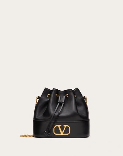 VALENTINO GARAVANI VALENTINO GARAVANI MINI BUCKET BAG IN NAPPA WITH VLOGO SIGNATURE CHAIN WOMAN BLACK UNI