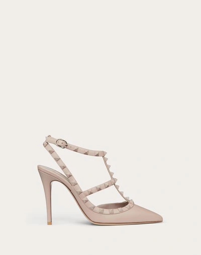 VALENTINO GARAVANI VALENTINO GARAVANI ROCKSTUD ANKLE STRAP PUMP WITH TONAL STUDS 100 MM WOMAN POUDRE 41