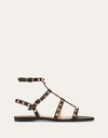Valentino Garavani Rockstud Flat Calfskin Sandal With Straps Woman Black 41.5 In Black