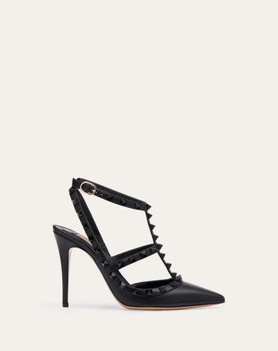 VALENTINO GARAVANI VALENTINO GARAVANI ROCKSTUD ANKLE STRAP PUMP WITH TONAL STUDS 100 MM WOMAN BLACK 39.5