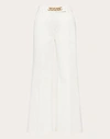 Valentino Cropped Embellished Cotton-blend Gabardine Wide-leg Pants In White