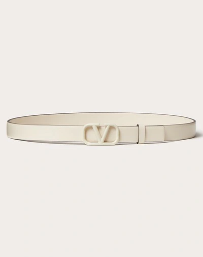 Valentino Garavani Vlogo Signature Belt In Shiny Calfskin 20mm Woman Light Ivory 100