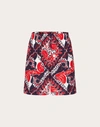 VALENTINO VALENTINO ARCHIVE MANIFESTO BANDANA PRINT SILK BERMUDA SHORTS