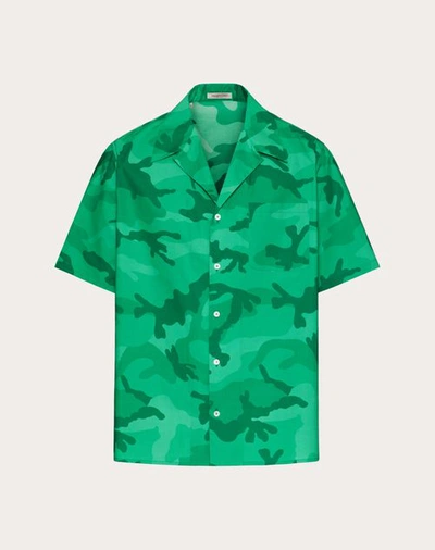Valentino Camouflage-print Relaxed-fit Cotton-poplin Shirt In Emerald Camo