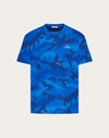 Valentino Camouflage-print Cotton T-shirt In Blue Camo
