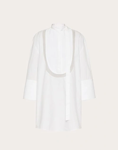 Valentino Split-hem Relaxed-fit Cotton-poplin Top In White