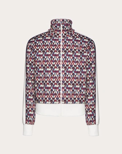 Valentino Zip-up Sweatshirt With Optical  Print In Multicolour