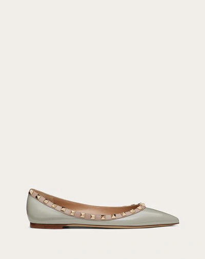 Valentino Garavani Patent Rockstud Ballet Flat Woman Grey 35.5