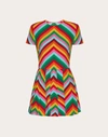 Valentino Pleated Striped Silk-crepe Mini Dress In Multicolour