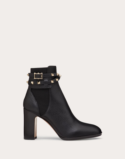 Valentino Garavani Rockstud Buckle-wrap Ankle Booties In Black