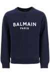 Balmain Flocked Logo Sweatshirt In Blue