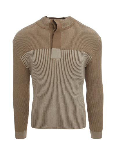 Jacquemus La Maille Ribbed Cotton-blend Turtleneck Sweater In Beige