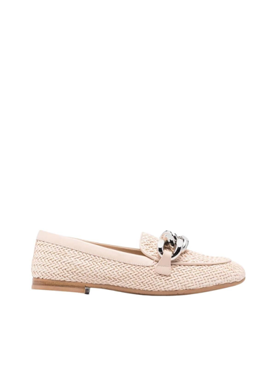 Casadei Woven Chain-detail Loafers In Pink