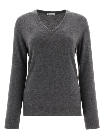 Brunello Cucinelli Womens Grey Other Materials Sweater | ModeSens