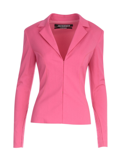 Jacquemus Women's  Fuchsia Other Materials Blazer In #ff00ff