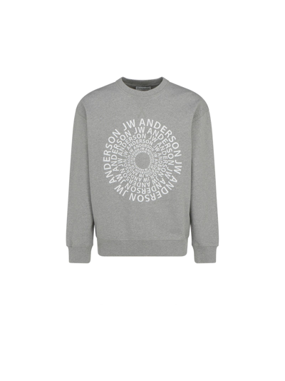 Jw Anderson Swirl Logo-embroidered Sweatshirt In Grey
