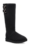 Ugg Solene Knit Tall Boot In Black Suede